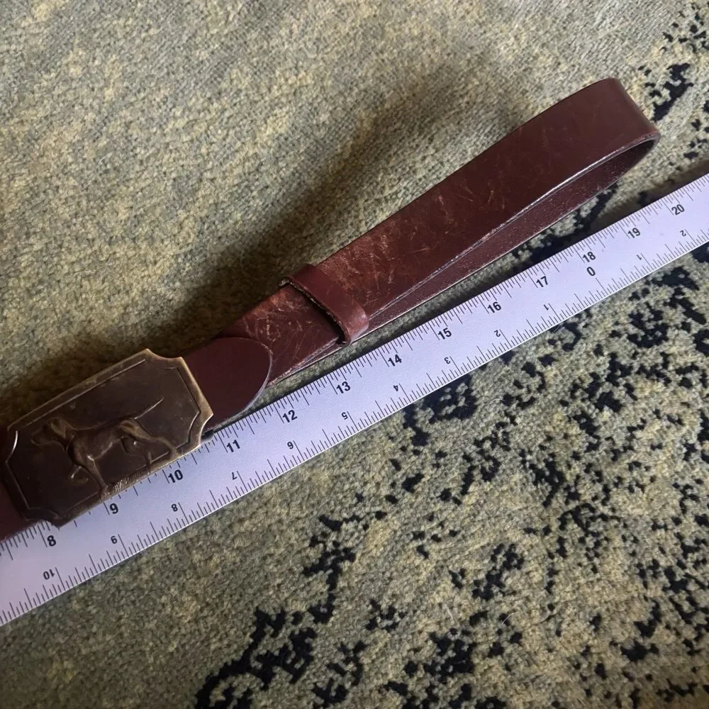 Vintage Polo Ralph Lauren Dog Buckle Belt Mens 38 Hunting Pointer Cast Brass RL